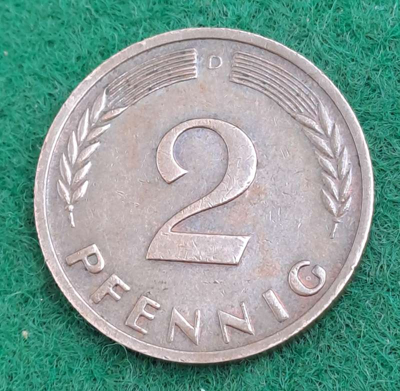 1965 (D)Germany 2 Pfennigs coin