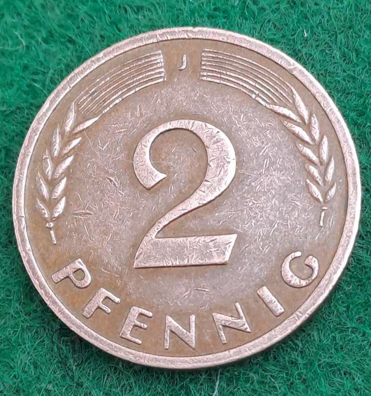 1970(J) Germany 2 Pfennigs coin