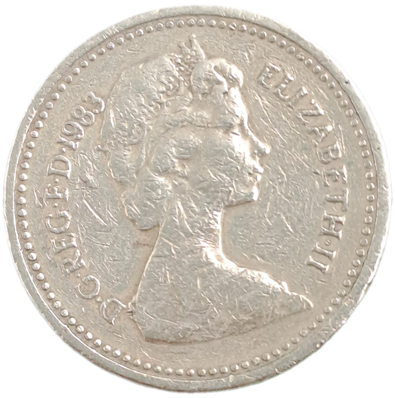 1983 United Kingdom 1 Pound - Elizabeth II 2nd portrait, Royal Arms