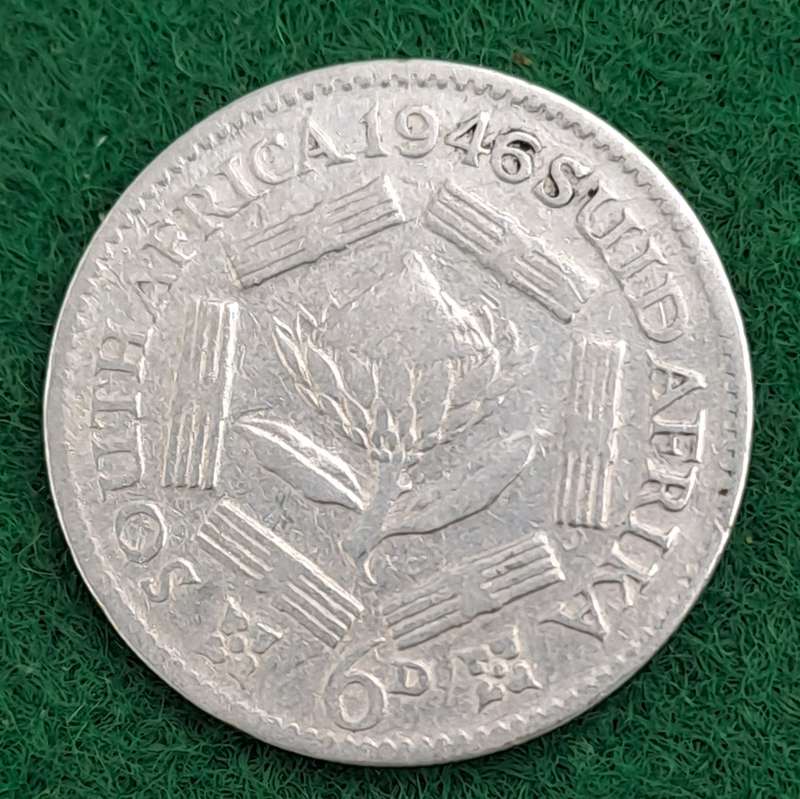 1946 South Africa Silver 6 Pence - George VI Rex Imperator