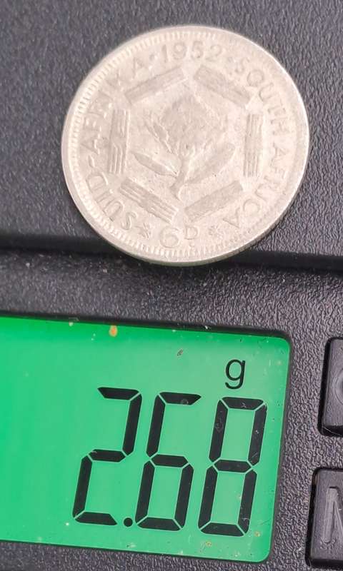 1952 South Africa Silver 6 Pence - George VI