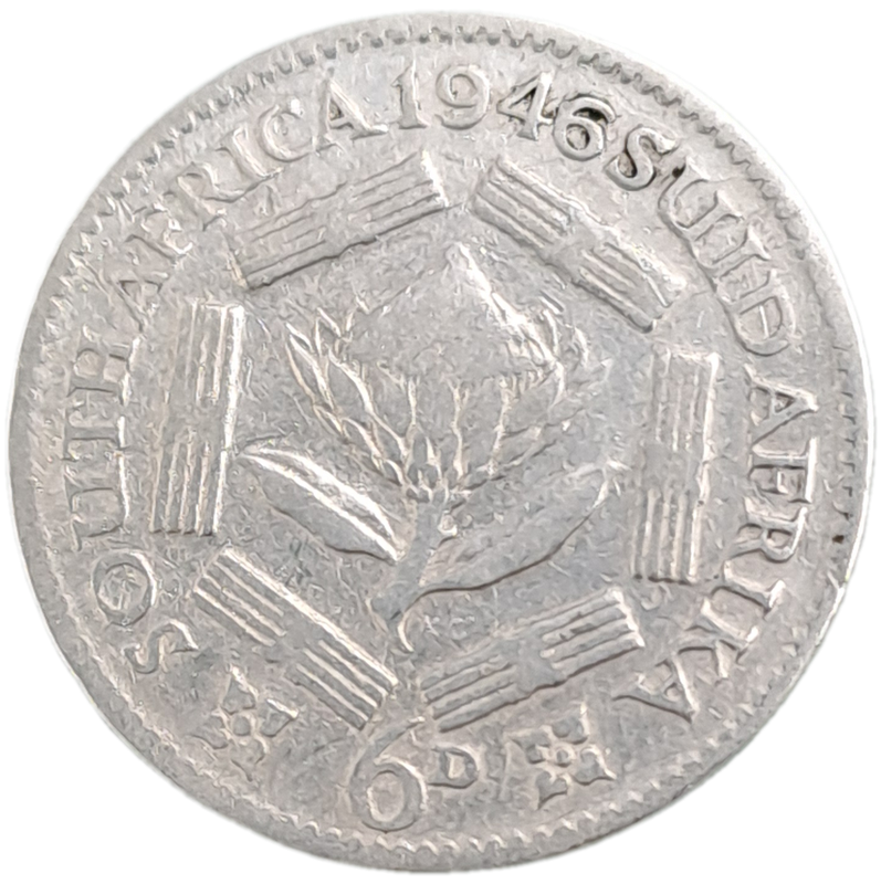 1946 South Africa Silver 6 Pence - George VI Rex Imperator