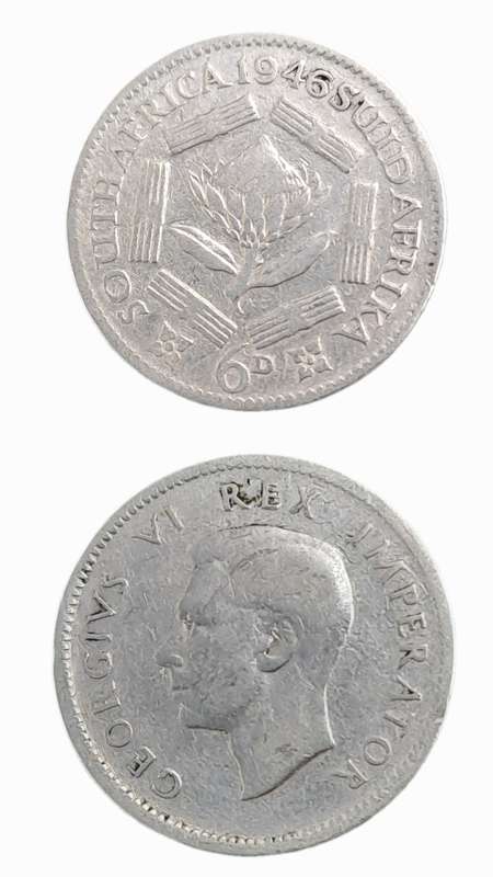 1946 South Africa Silver 6 Pence - George VI Rex Imperator