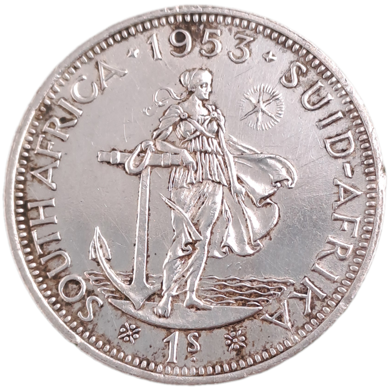 1953 South Africa Silver 1 Shilling - Elizabeth II 1st portrait