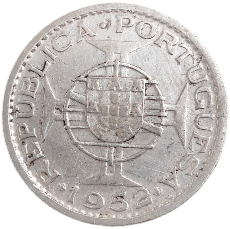 Rare!!!!  1952 Mozambique  (Silver .720) 10 Escudos