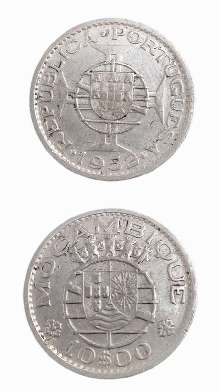 Rare!!!!  1952 Mozambique  (Silver .720) 10 Escudos