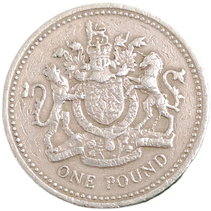 1983 United Kingdom 1 Pound - Elizabeth II 2nd portrait, Royal Arms