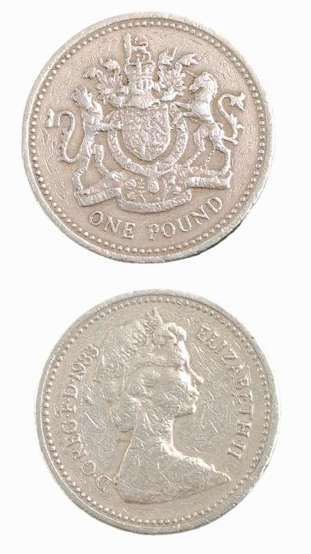 1983 United Kingdom 1 Pound - Elizabeth II 2nd portrait, Royal Arms