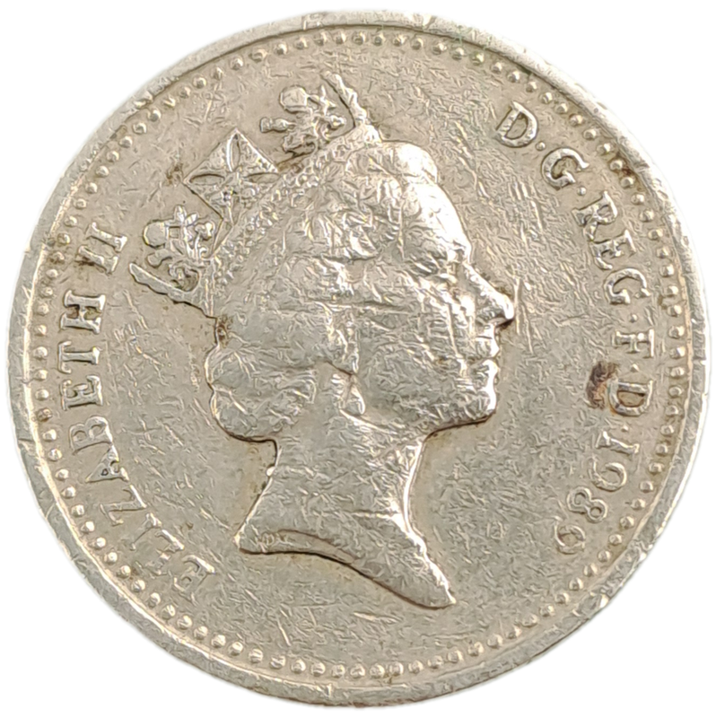 1989  United Kingdom 1 Pound - Elizabeth II 3rd portrait,Scottish Thistle
