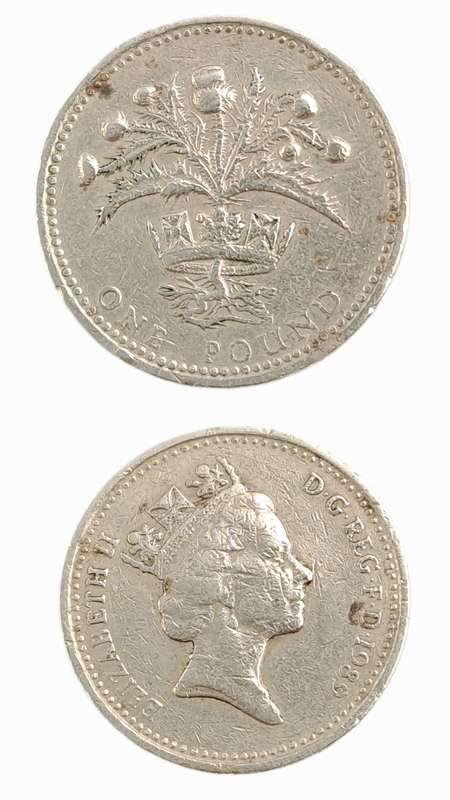1989  United Kingdom 1 Pound - Elizabeth II 3rd portrait,Scottish Thistle