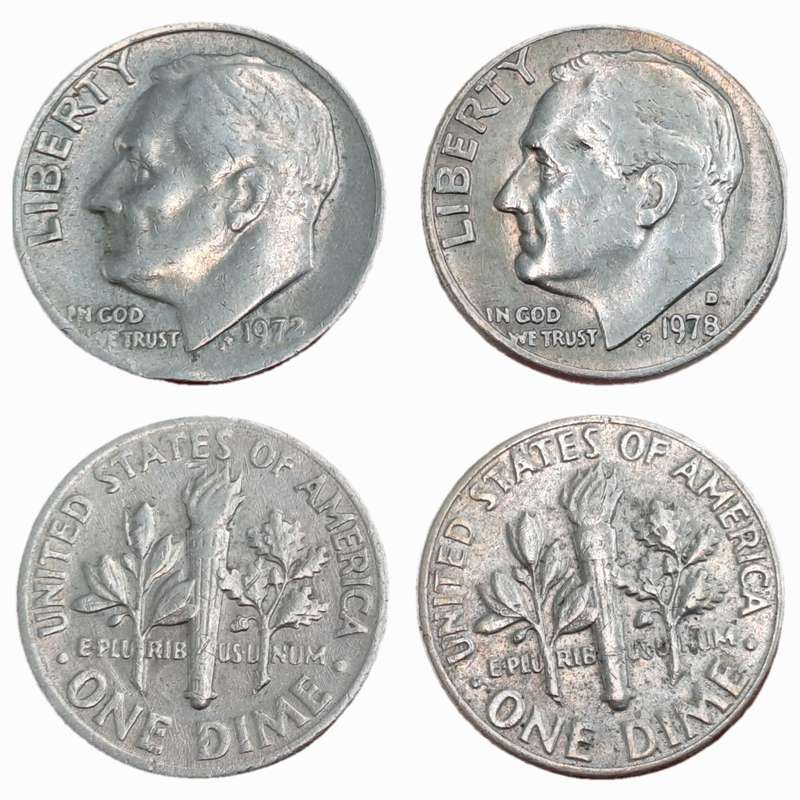 1972 and 1978(D) United States 1 Dime  Coins Roosevelt Dime (bid is for Both)