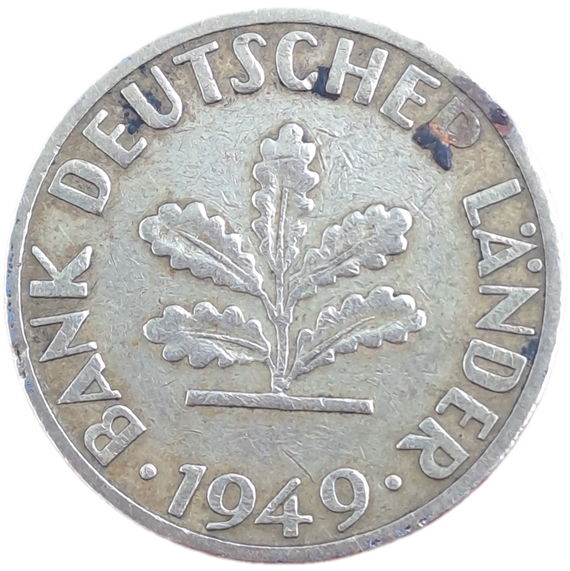 1949 Germany 5 Pfennigs D Pattern(Brass clad steel) magnetic