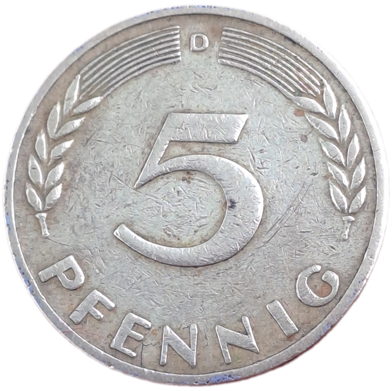 1949 Germany 5 Pfennigs D Pattern(Brass clad steel) magnetic