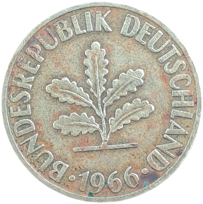 1966 Germany 10 Pfennigs coin (D)