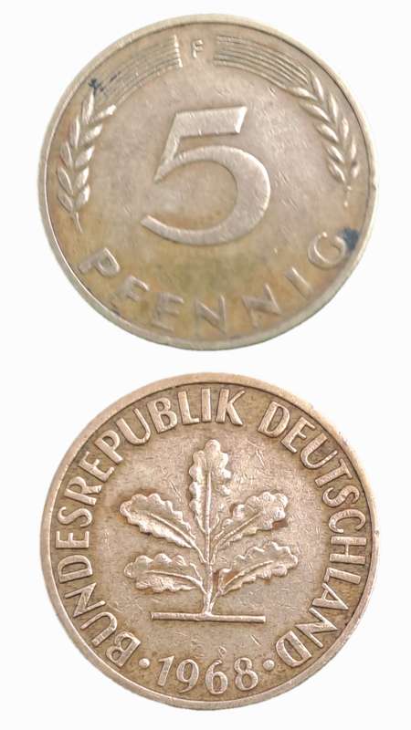1968 (F)Germany 5 Pfennigs coin