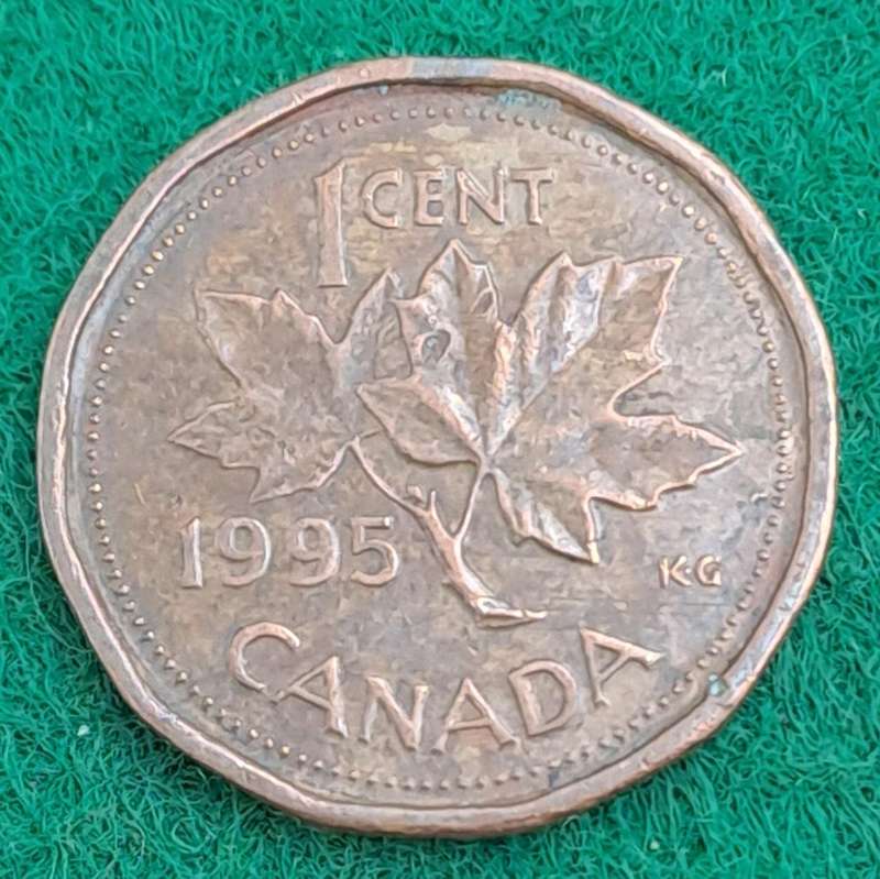 1995 Canada  1 Cent - Elizabeth II 3rd portrait, 12 sided