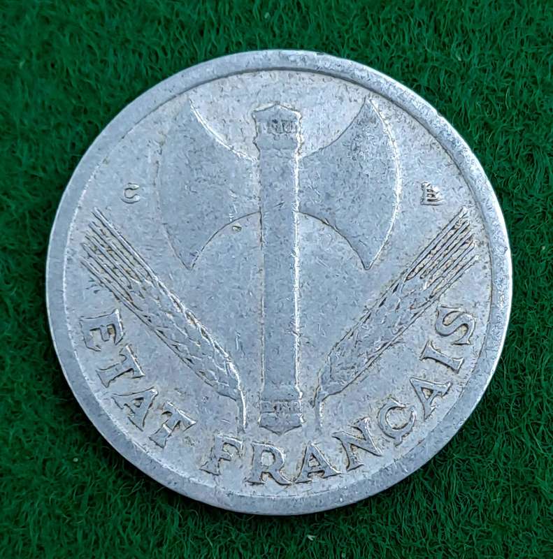 1944 France 1 Franc Type C -Vichy French State - light type