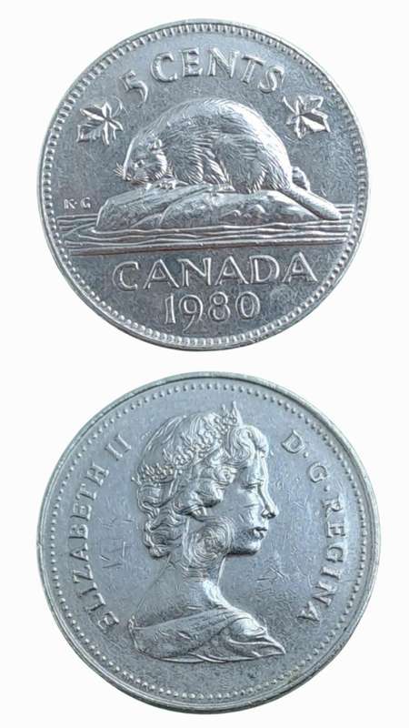 1980 5 Cents - Elizabeth II 2nd portrait modified