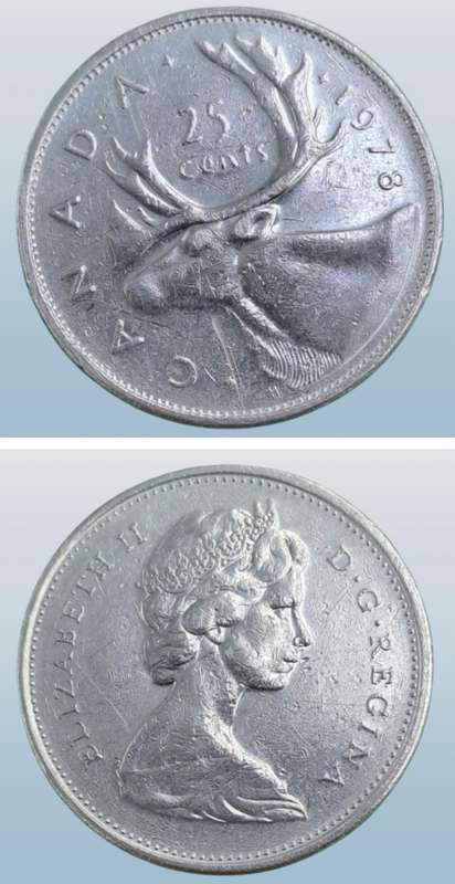 1978 Canada 25 Cents - Elizabeth II 2nd portrait, Nickel