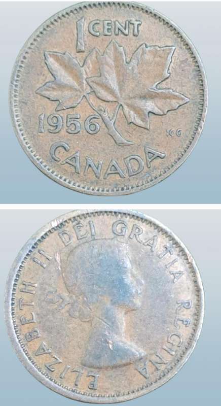1956 Canada  1 Cents - Elizabeth II 1st portrait