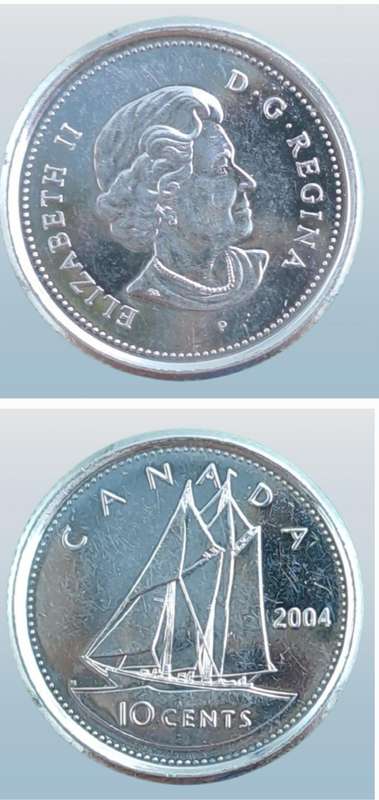 2004 Canada 10 Cents - Elizabeth II 4th portrait-Excellent condition