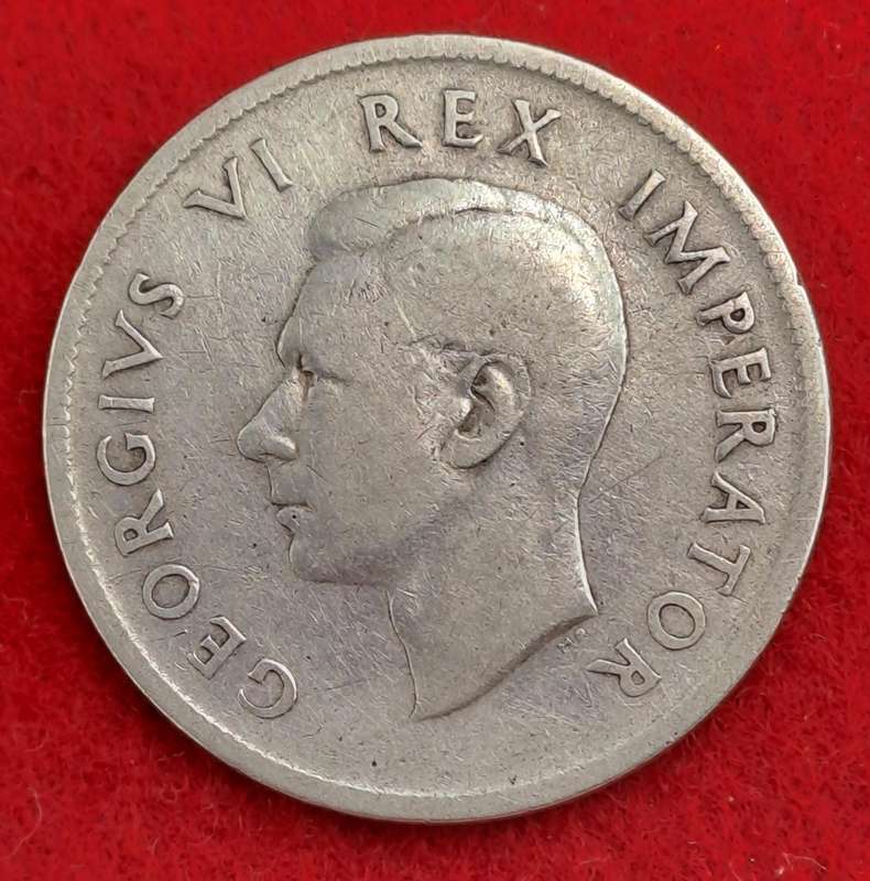 1937 South Africa  SILVER 2 Shillings - George VI Rex Imperator (Circulated )