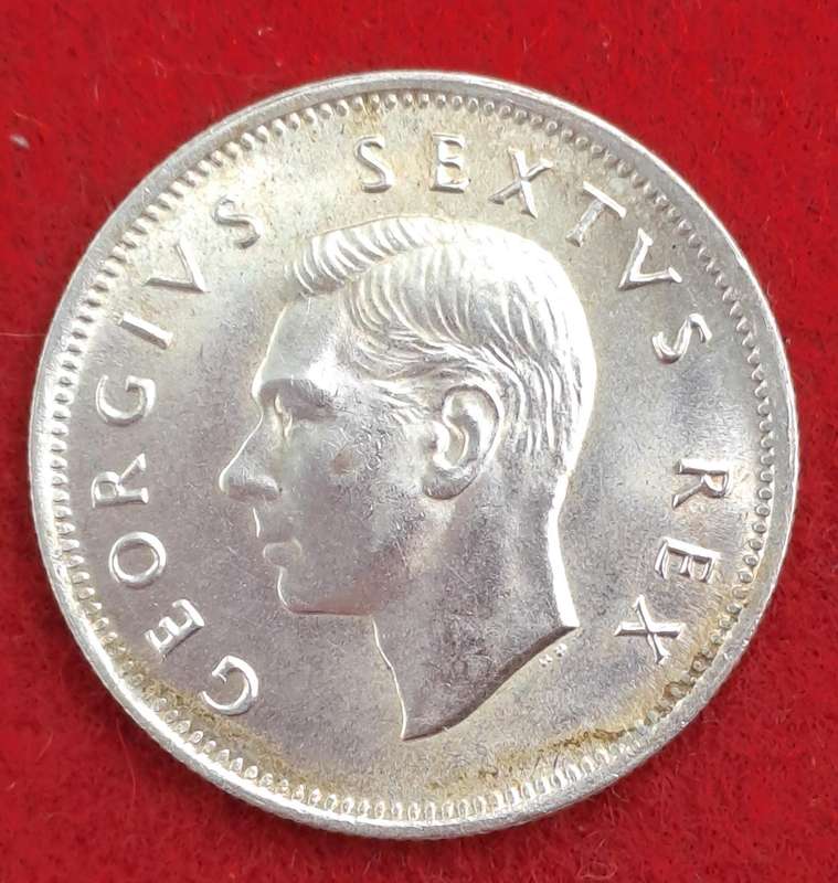 1951 South Africa  SILVER 1 Shilling - George VI Rex Imperator-UNC