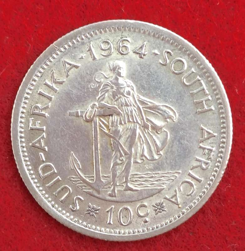 1964 South Africa  SILVER  10 Cent - 1st decimal series