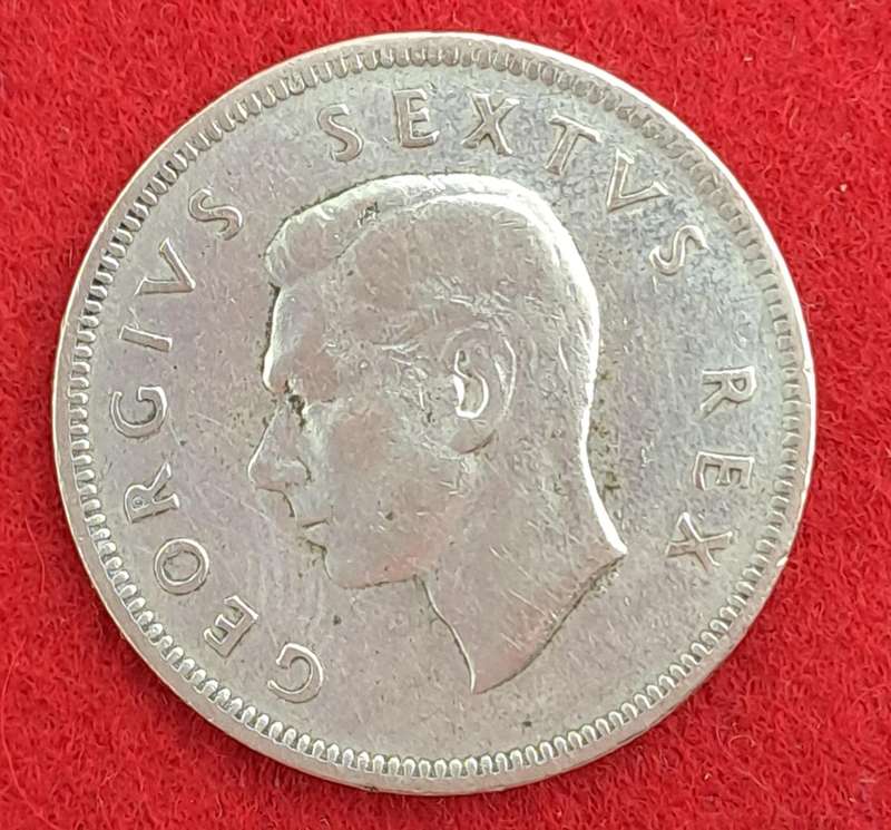 1951 South Africa  SILVER  2 Shillings - George VI