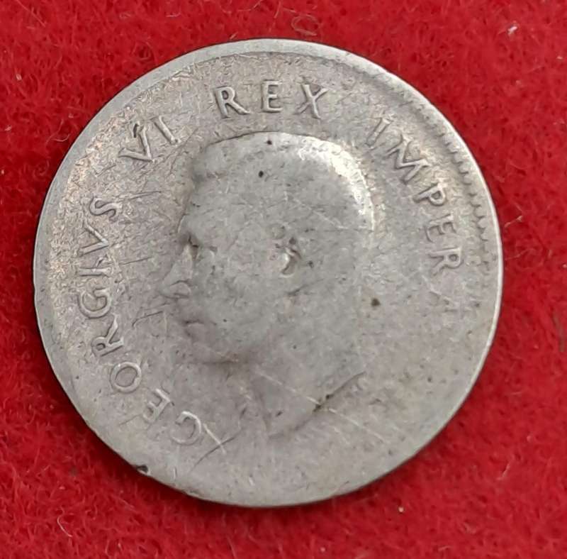 1940 South Africa  SILVER 3 Pence - George VI Rex Imperator
