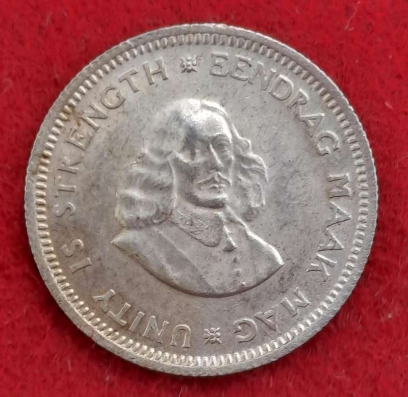 1964 South Africa  SILVER 5 Cents 1st decimal series
