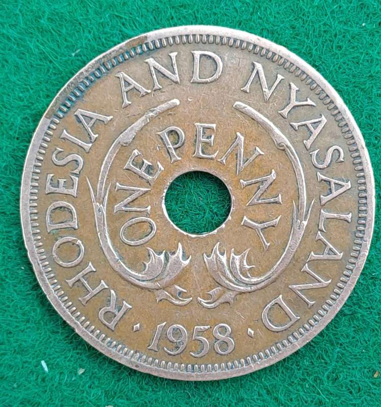 1956 Rhodesia and Nyasaland 1 Penny - Elizabeth II