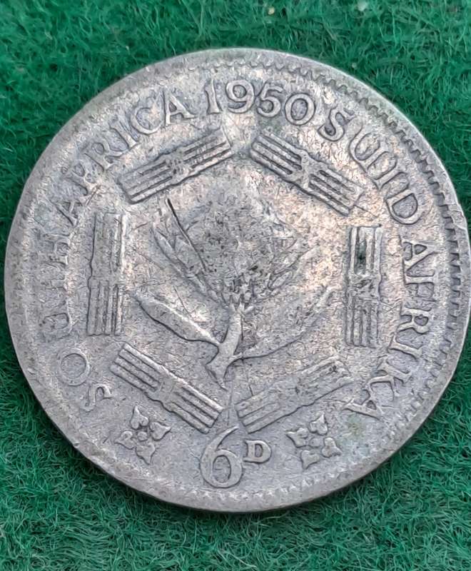1950 South Africa SILVER 6 Pence - George VI SOUTH AFRICA - SUID AFRIKA