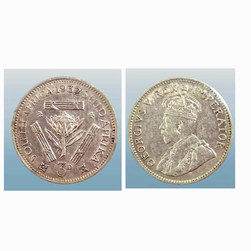 1932 South Africa  SILVER 3 Pence and SILVER 6 Pence