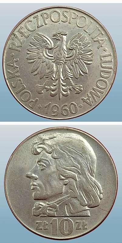 1960 Poland 10 Zlotys Tadeusz Kościuszko, large type