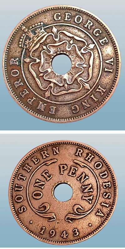 1943 Southern Rhodesia 1 Penny - George VI