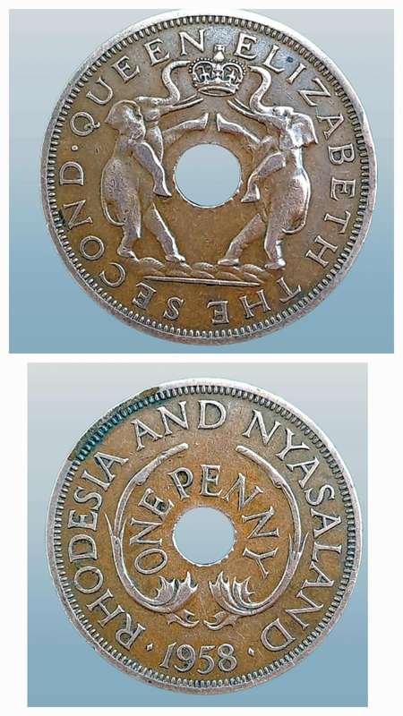 1956 Rhodesia and Nyasaland 1 Penny - Elizabeth II