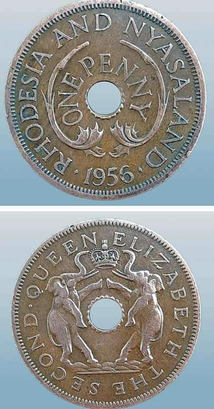 1956 Rhodesia and Nyasaland 1 Penny - Elizabeth II