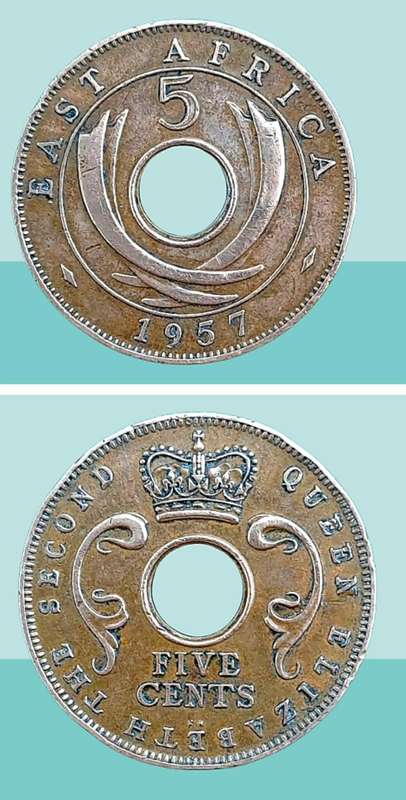 1957 East Africa 5 Cents - Elizabeth II