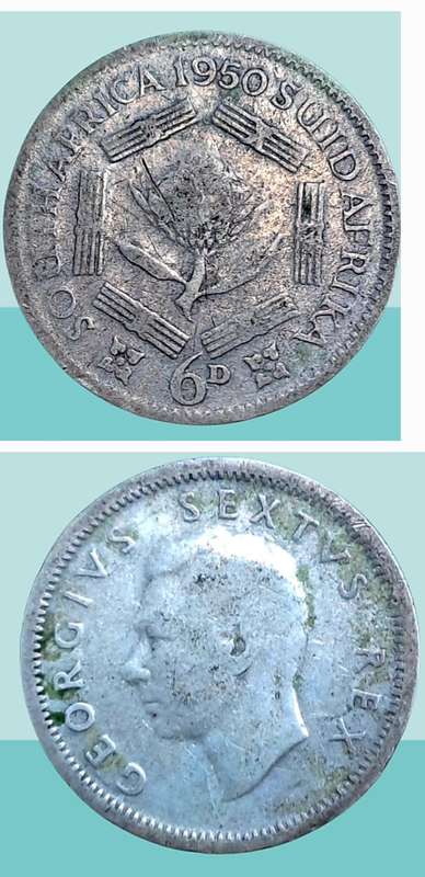 1950 South Africa SILVER 6 Pence - George VI SOUTH AFRICA - SUID AFRIKA