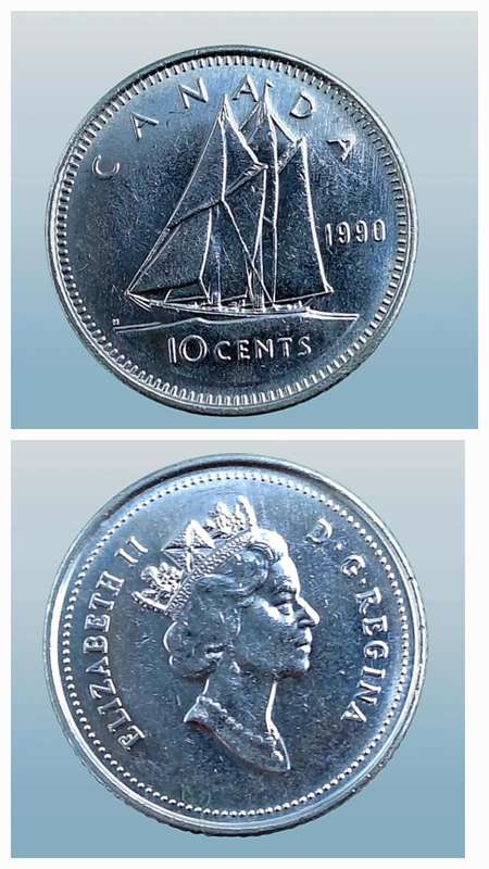 1990 Canada 10 Cents - Elizabeth II 3rd Portrait