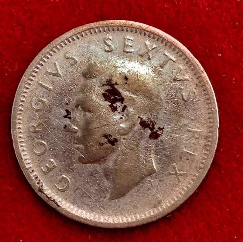 1952 South Africa .500 SILVER 6 Pence -Elizabeth II 1st portrait