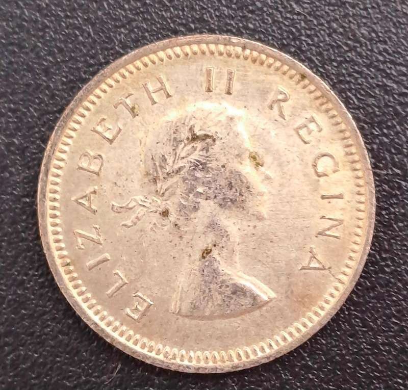 1959 South Africa  3 Pence 50% Silver -  Elizabeth II 1st portrait