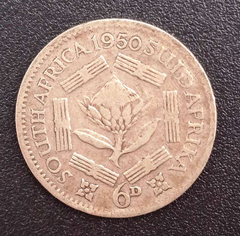 1950 South Africa 6 Pence 80% Silver - George VI SOUTH AFRICA - SUID AFRIKA