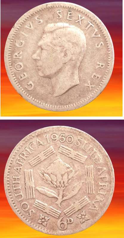 1950 South Africa 6 Pence 80% Silver - George VI SOUTH AFRICA - SUID AFRIKA