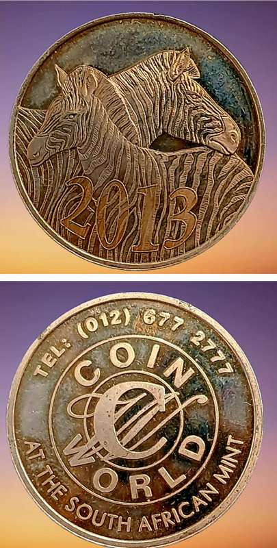 2013 South Africa COIN WORLD Token  -Zebras