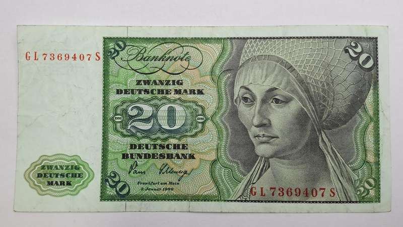 1980 20 Deutsche Mark -Federal Republic of Germany Bank note