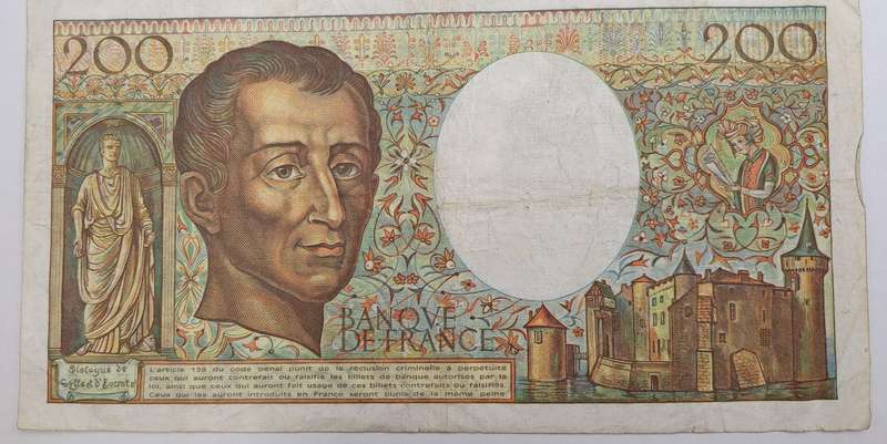 Rare!! 1982 France 200 Francs - Montesquieu type 1981 uniface-Bank note