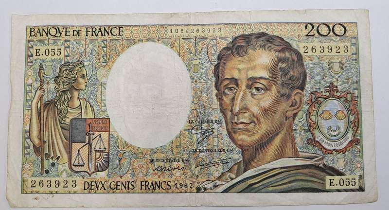 Rare!! 1982 France 200 Francs - Montesquieu type 1981 uniface-Bank note