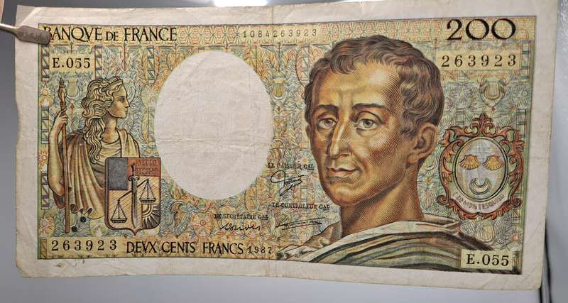 Rare!! 1982 France 200 Francs - Montesquieu type 1981 uniface-Bank note